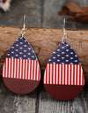 Stars and Stripes PU Leather Teardrop Earrings