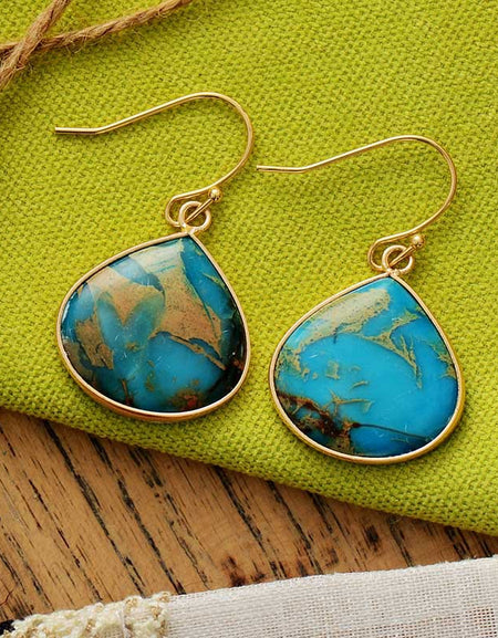 18K Gold-Plated Natural Stone Earrings