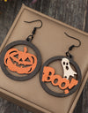 Hollow Pumpkin & Letter Wooden Earrings