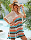 Angel Wings Cutout Striped Cover-Up with Tassel