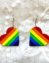 Leather Colorful Striped Heart Earrings