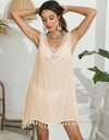 Tassel Scoop Neck Wide Strap Cover-Up