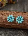 Alloy Turquoise Flower Stud Earrings