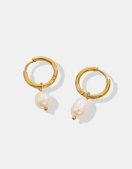 Gold-Plated Titanium Steel Pearl Earrings