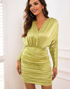 Open Back Ruched Long Sleeve Dress