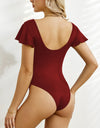 Ruffled V-Neck Cap Sleeve One-Piece Swimwear