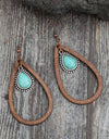 Wooden Turquoise Cutout Teardrop Earrings