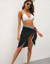 Rainbow Pompom Trim Swim Skirt