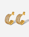 Stainless Steel Inlaid Zircon C-Hoop Earrings