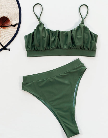 Adjustable Strap Ruched Two-Piece Swim Set