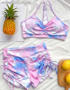 Tie-Dye Spaghetti Strap Top and Drawstring Shorts Swim Set