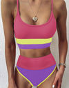 Color Block Spaghetti Strap Two-Piece Swim Set