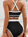 Crisscross Contrast Trim Bikini Set