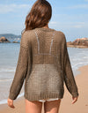 Heart Openwork Long Sleeve Cover-Up