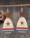 Cutout Star & Stripes Wooden Dangle Earrings