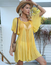 Openwork Flutter Sleeve Cover-Up Dress