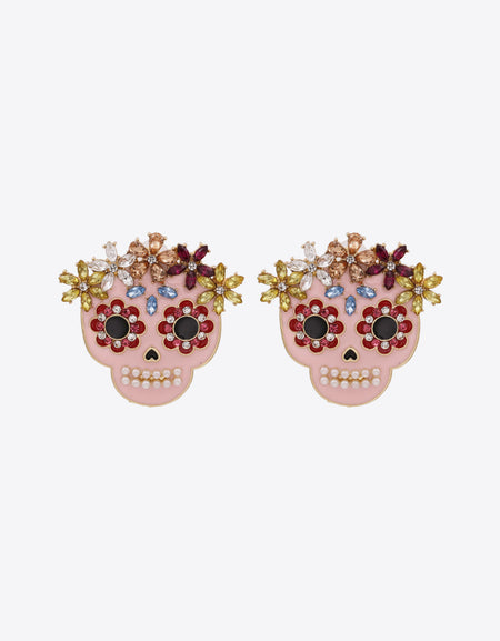 Skull Rhinestone Alloy Earrings