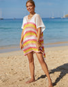 Angel Wings Cutout Striped Cover-Up with Tassel