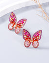 Alloy Inlaid Rhinestone Butterfly Earrings