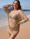 Backless Boat Neck Long Sleeve Cover Up