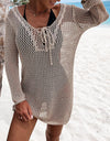 Openwork Tie Neck Cover-Up