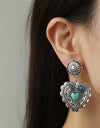 Artificial Turquoise Heart Dangle Earrings