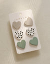 3 Piece Acrylic Heart Stud Earrings