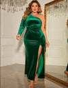 Honey Plus Size One-Shoulder Twisted Split Dress