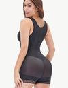 Full Size Zip-Up Scoop Neck Lace Trim Shapewear