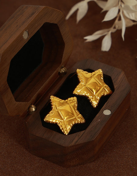 Titanium Steel Star Stud Earrings