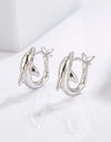 925 Sterling Silver Zircon Dolphin Earrings