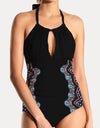 FAM-FAM Cutout Printed Halter Neck One-Piece Swimwear