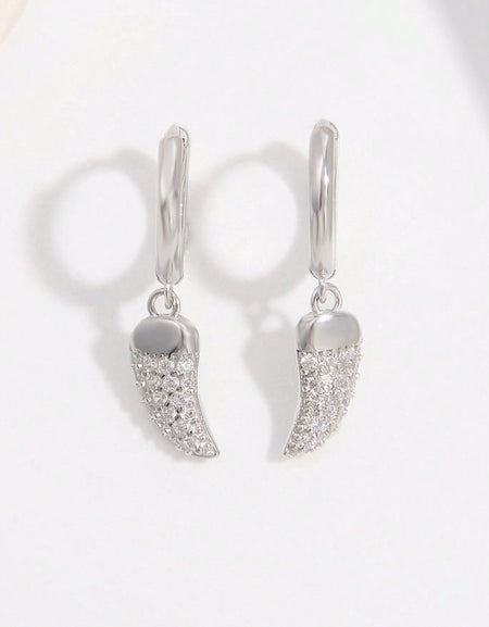 925 Sterling Silver Zircon Chili Shape Earrings