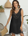 Tassel Scoop Neck Wide Strap Cover-Up