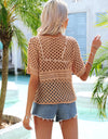 Angel Wings Cutout Round Neck Short Sleeve Cover Up