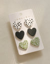 3 Piece Acrylic Heart Stud Earrings