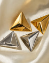 Stainless Steel 3D Triangle Earrings