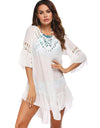 Backless Cutout Three-Quarter Sleeve Cover Up