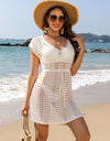 Openwork V-Neck Cap Sleeve Cover-Up