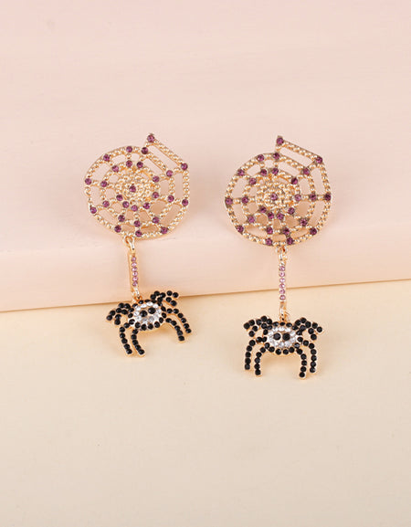 Spider Rhinestone Alloy Earrings