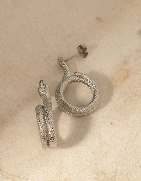 Stainless Steel Silver-Plated Snake Earrings