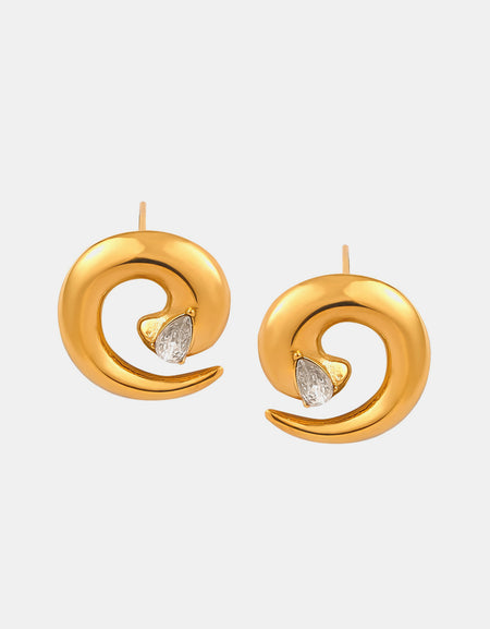 Titanium Steel Zircon Spiral Shape Earrings