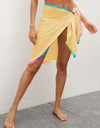 Rainbow Pompom Trim Swim Skirt