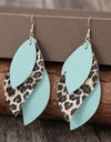 Leopard PU Leather Leaf Earrings