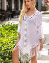 Backless Fringe Scoop Neck Cover Up