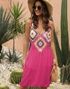 Geometric V-Neck Spaghetti Strap Cover Up Dress