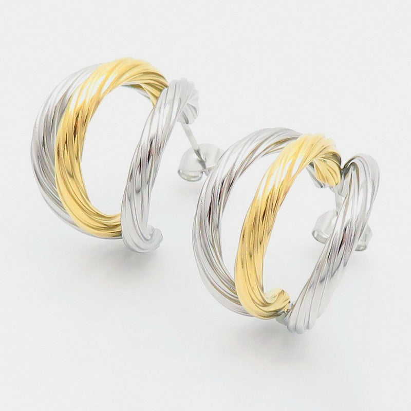 Titanium Steel Three-Layered C-Hoop Earrings