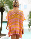 Angel Wings Tassel Openwork Striped V-Neck Cover Up