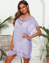 Cutout V-Neck Short Sleeve Cover-Up