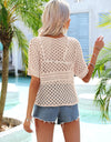 Angel Wings Cutout Round Neck Short Sleeve Cover Up